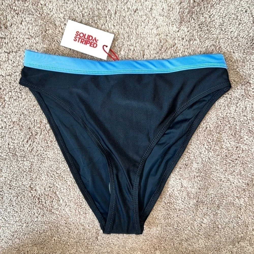 NWT Bandier x Solid & Striped The Candace Bikini Bottom in Black Size Medium